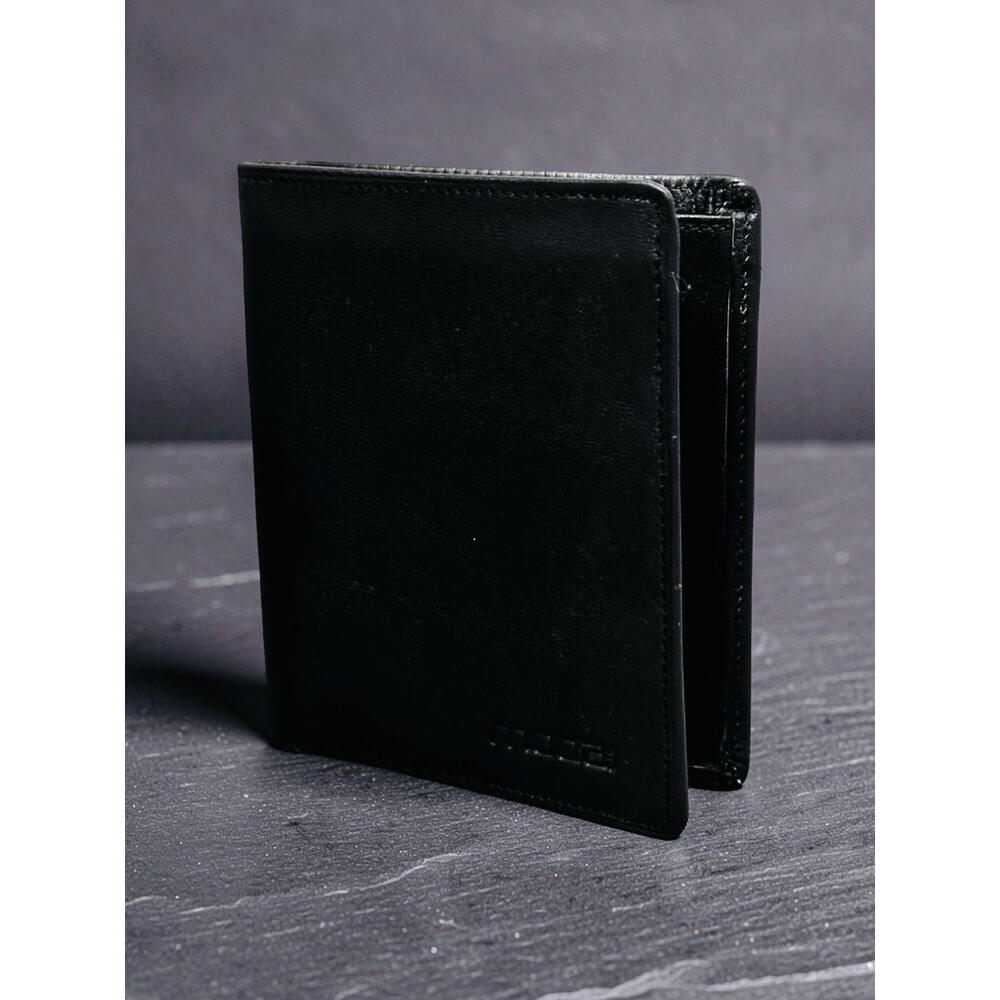New Moda Spana Black Leather Mens Bifold Cash/Card Wallet #37